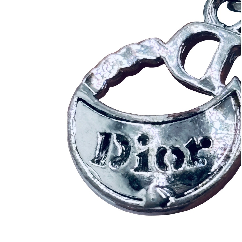 Christian Dior Silver Crystal Moon Saddle Bag Charm Bracelet Logo D Pendant 4in - Picture 4 of 6